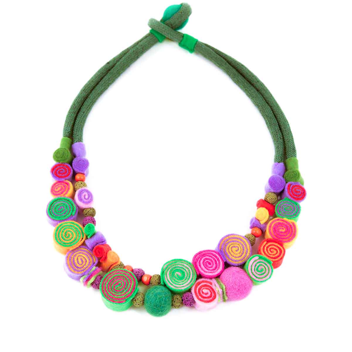 Statement felt necklace designed and made for Bead A Boo by katerina Glinou.