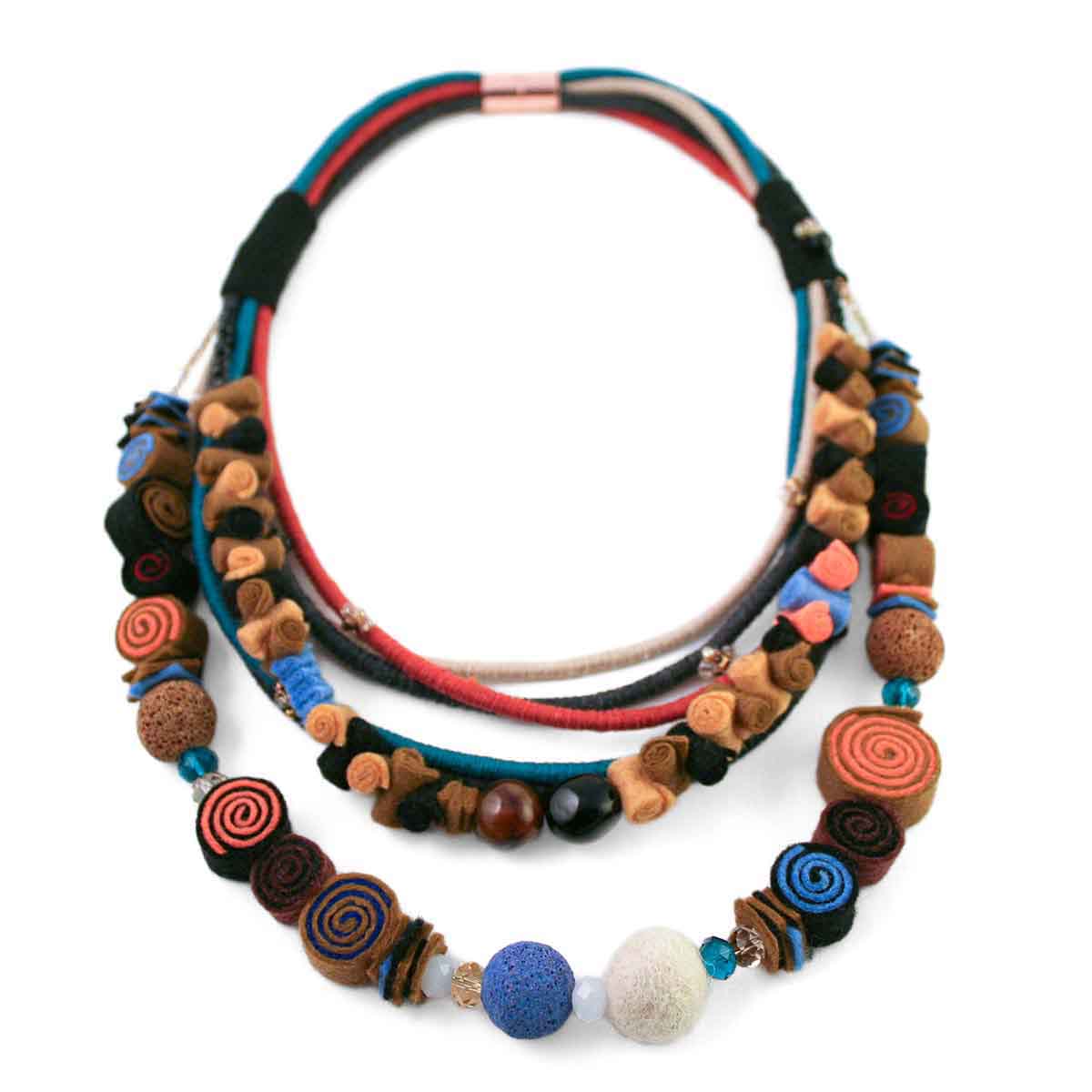 Statement felt necklace designed and made for Bead A Boo by katerina Glinou.
