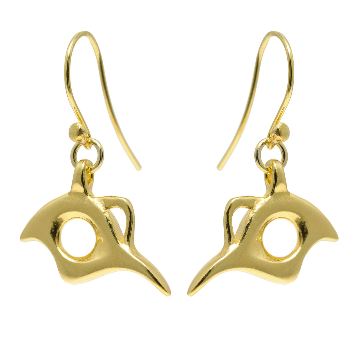 "Bird of Paradise" gold plated silver earrings. Design and handmade for Bead A Boo jewelry by Katerina Glinou.