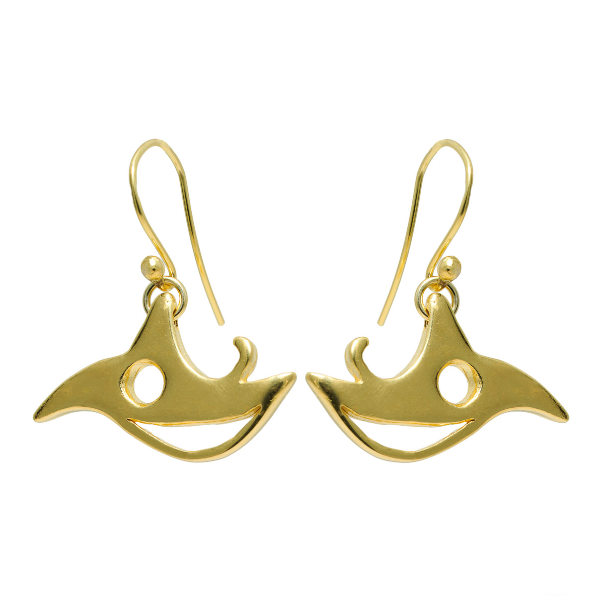 "Parrot" gold plated silver earrings. Design and handmade for Bead A Boo jewelry by Katerina Glinou.