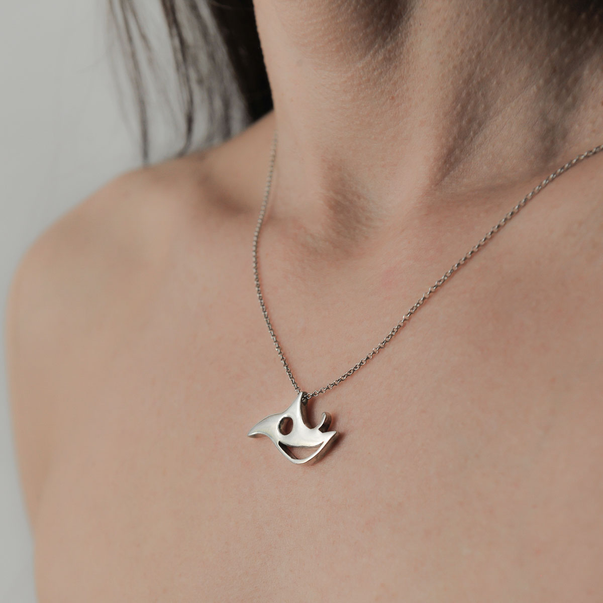 "Parrot" sterling silver necklace. Design and handmade for Bead A Boo jewelry by Katerina Glinou.