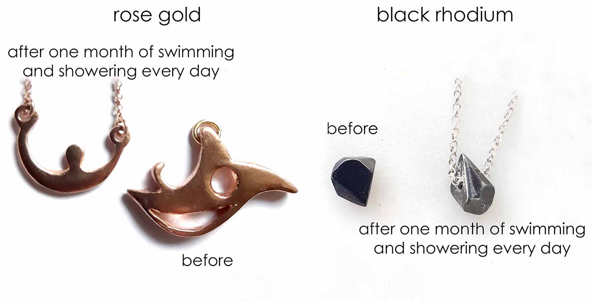 Gold plated jewelry before and after hard use